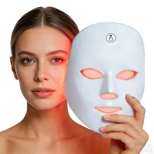Red Light Mask for Face, 7-1 Colors Cordless Red Light Face Mask, USB-C Rechargeable, Lightweight, Portable, Facial Mask Device for At Home & Travel