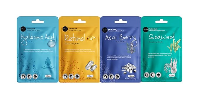 celavi Face Mask Set Korean Beauty Essence Facial Paper Sheet Mask Korea Skin Care Moisturizing 2 Packs of each 12 New flavors K-Beauty Skincare 24 masks in a pack Made in Korea