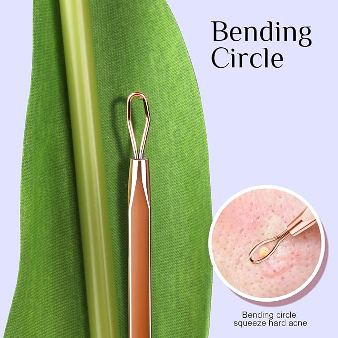 Teenitor Pimple Popper Tool, Blackhead Remover Tools, Comedone Extractor Tool Acne Tools, Pimple Extractor Tool, Blackhead Extractor Tool, Black Head Remover for Face Tool Rose Gold