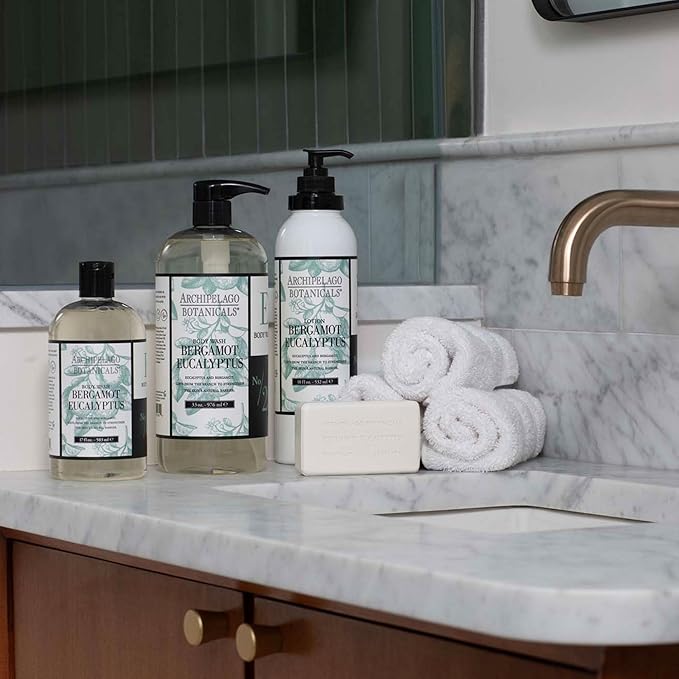 Archipelago Botanicals Bergamot Eucalyptus Body Wash, Rejuvenating and Hydrating Daily Wash, Made with 100% Natural Fragrance, Made without Parabens, Phthalates and GMOs (33 oz)