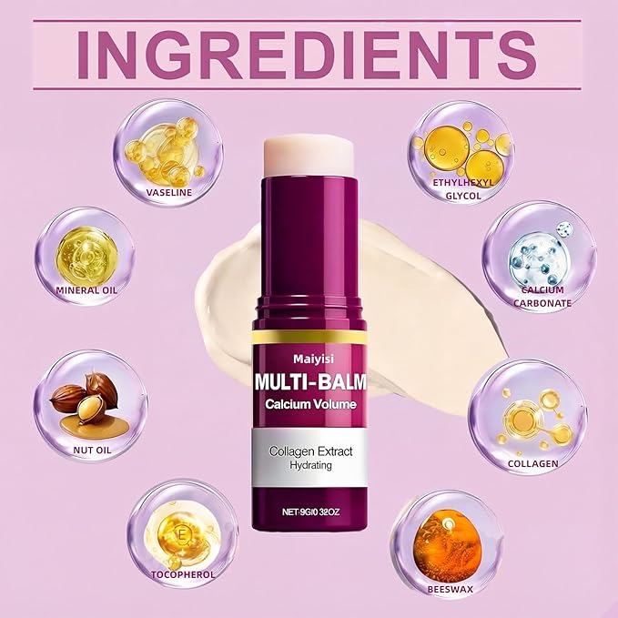Calcium Volume Multi Balm Stick - Anti-Wrinkle & Hydrating Collagen Treatment for Face, Eyes,Lips & Neck, Firming,Smoothing & Nourishing Balm(B1)