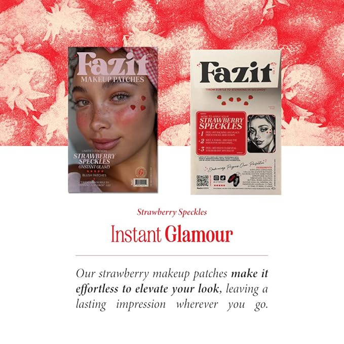 Fazit Makeup Patches - Face Makeup Patches - Beauty Face Makeup - Strawberry Speckles - Waterproof Strawberry Speckles - Temporary Face Strawberry Speckles For Women - 6 count