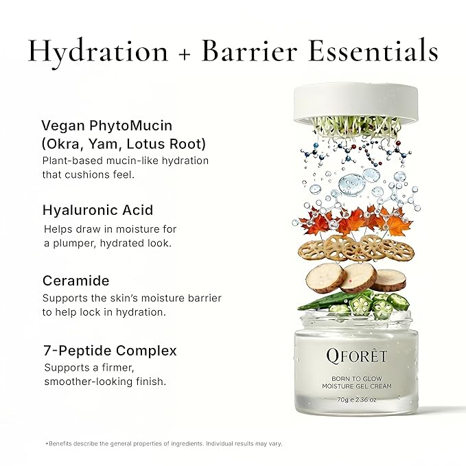 Born to Glow Face Moisturizer – Hydrating & Firming Gel Cream, Fragrance-Free Makeup Prep, Vegan Mucin + Ceramide + Peptides, K-Beauty, 2.36 fl oz