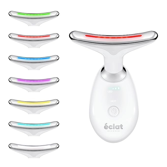 Éclat Facial Massager for Lymphatic Drainage, Face, Neck & Body Tool for Skin Care, Heated Electric Beauty Device for Wrinkles, Fine Lines, Puffy Skin, Lifting, Firming, Sculpting with 7 Light Therapy