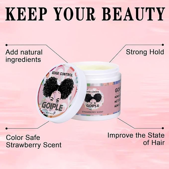 Strong Hold Non-Greasy Edge Control Gel and Wax Stick with Hair Comb for All Hair Types - No Flaking Edge Wax for Styling Black Hair Wigs