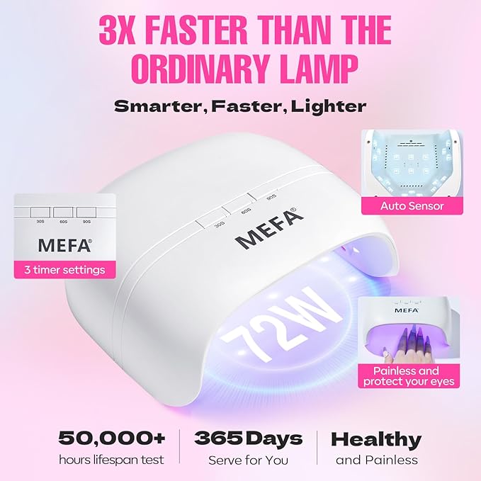 MEFA 32 Colors Gel Nail Polish Kit with U V Light, Spring Bright Pastel 60Pcs Pink Gel Polish Nail Set with Matte/Glossy Base Top Coat Essential Manicure Tools Nails Art Decorations Women Gifts