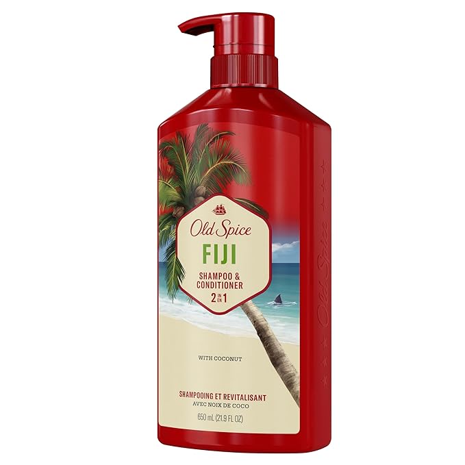 Old Spice Fiji 2-in-1 Shampoo and Conditioner Set for Men, Coconut & Tropical Wood Scent, Healthier, Fuller, More Moisturized Looking Hair, 21.9 Fl Oz Each, Twin Pack