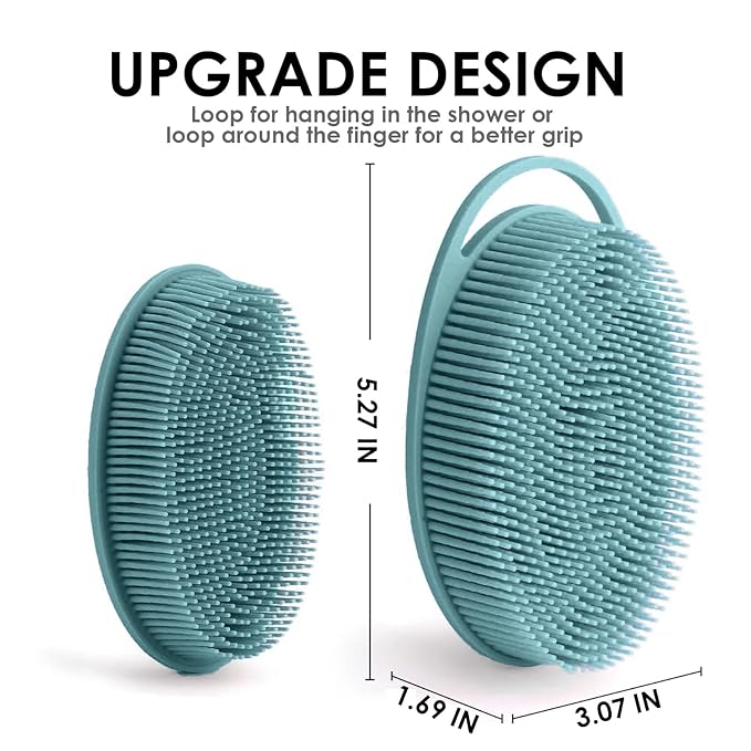 Silicone Body Scrubber – Dual-Sided Silicone Loofah for Shower, Set of 3 Soft Exfoliating Body Bath Shower Scrubber Loofah Brush Easy-to-Clean for Sensitive Kids Women Men All Kinds of Skin