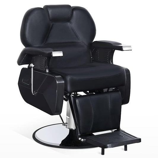 BarberPub Heavy Duty Reclining Barber Chair, All Purpose Hydraulic Salon Chairs for Hair Stylist, Barbershop Salon Tattoo 2688 (Black)
