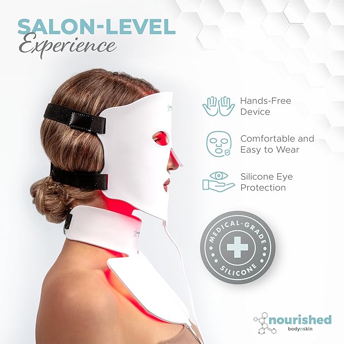 LED Light Therapy Face & Neck Mask - Facial Skin Care Device - 7 Colors Red & Blue - Rejuvenation, Anti-aging Product for Wrinkles