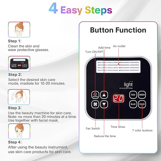 LED-Face-Light-Therapy, 7 in 1 Color LED Face Mask Facial Body Beauty Equipment