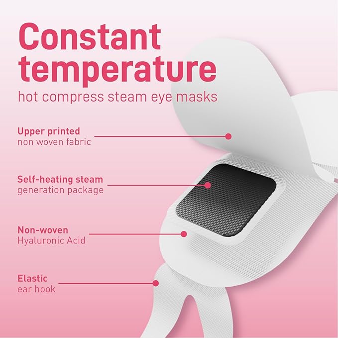 Ditoi Steam Eye Mask, Heated Eye Mask for Sleep,Warm Compress with Hyaluronic Acid,Moist Heat for Dry Eye Relief,Spa,Stye Eye Treatment,Travel Essentials & Relaxation Gifts,Rose 10 Packs