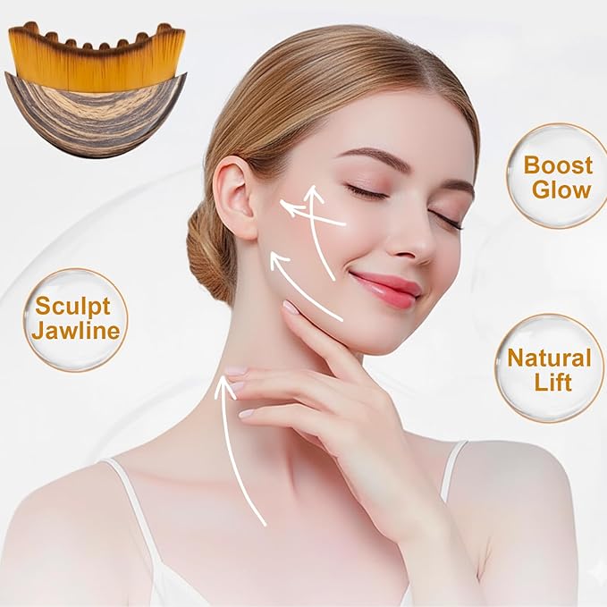 Stainless Steel Gua Sha Tool & Lymphatic Drainage Face Brush Set, TWPER Facial Massage Kit for Jawline Sculpting Puffiness Lifting Relaxation, Contour Face Brush with Storage Case