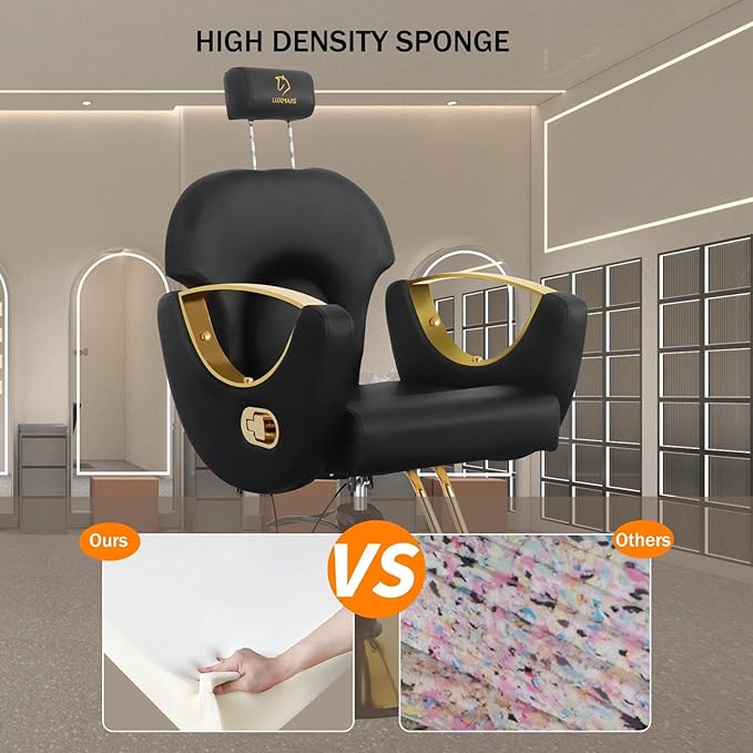 Barber Chair,Styling Chair|Adjustable Height Reclining Salon Chair, Barber Chair for Stylist with Removable Headrest,SPA Equipment for Barbershop,Beauty Salon,Spa (Black New)