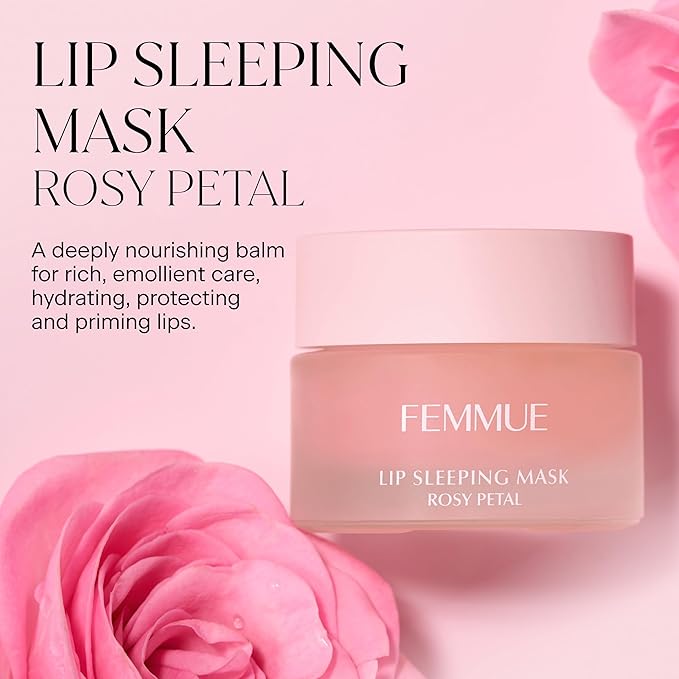 FEMMUE Lip Sleeping Mask (Rosy Petal) | Hydrating Balm to Soften Dry, Chapped Lips | Overnight Moisturizing Treatment With Vitamin E | Korean Beauty Skincare