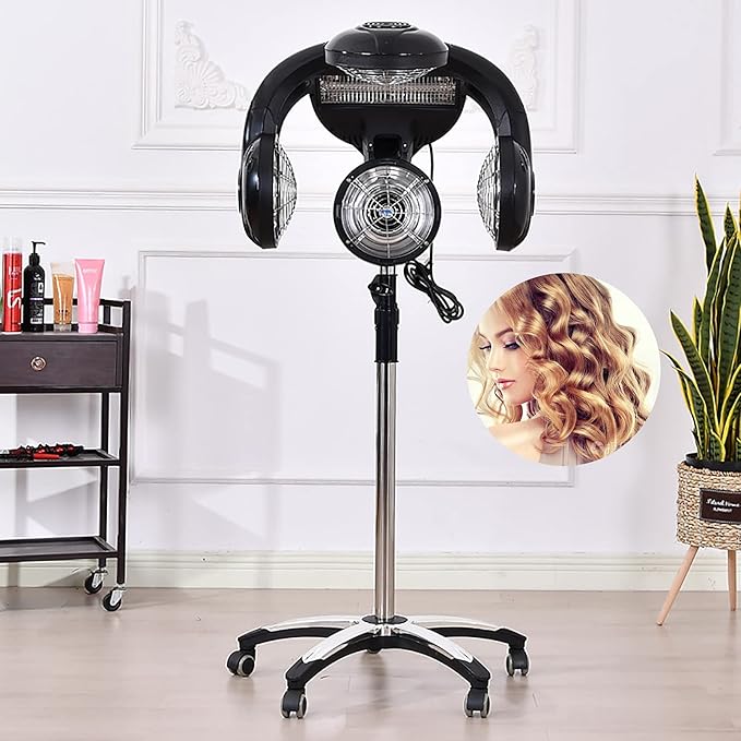Hair Dryer, Multifunctional Salon Hair Dryer, Freestanding Hair Salon Steamer Hair Color Processor, 1.4KW 110V, Black