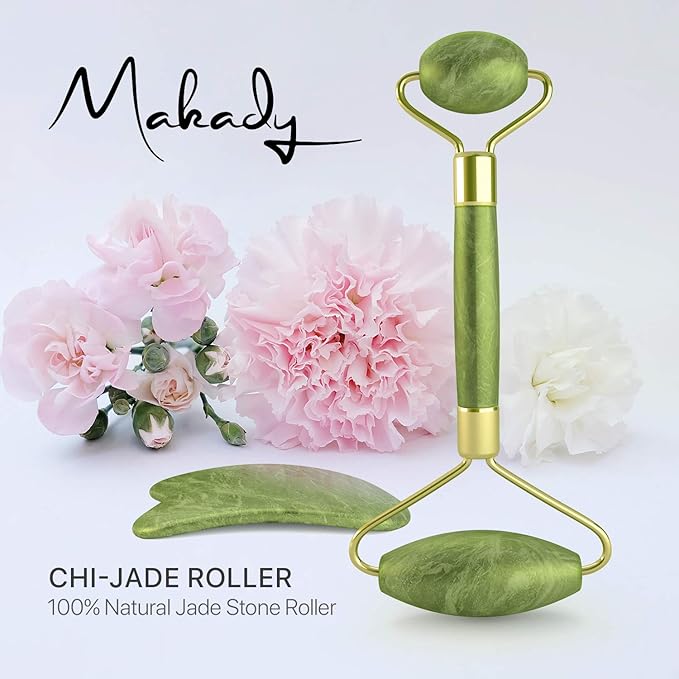 Natural Jade Roller– Gua Sha – Lymphatic Drainage Tool for Face, Neck, Body - Anti Aging Treatment – Reduces Wrinkles and Fine Lines