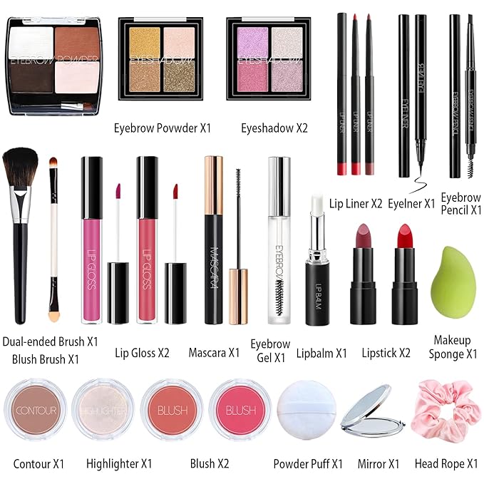 Makeup Advent Calendar 2025 Teen Girls Women Beauty Countdown Calendar Christmas Gifts for Women Teen Girl Trendy Stuff Unique Make up Set Gifts Mascara Lipstick Blush Eyebrow Gel Eyeshadow