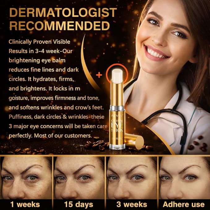 Caffeine Eye Stick Balm, Under-Eye Moisturizing Balm with Coffee Oil & Hyaluronic Acid, Solid Cream for Puffiness Look & Dry Skin, Daily Skincare for Men & Women