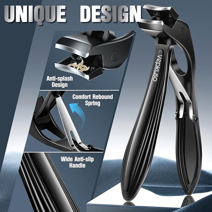 Toenail Clippers & Nail Clippers Set for Seniors - Heavy-Duty Long Handled Toenail Clippers for Thick Toenails, Men & Women | Hygienic Manicure Set | Gift Idea