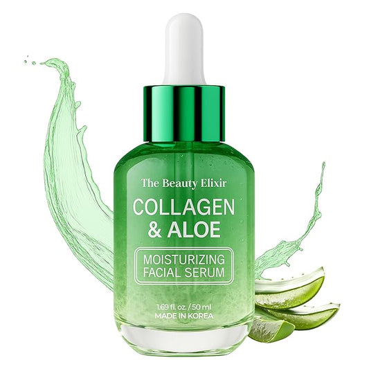 Aloe & Collagen Serum For Face - Dermatologist Tested, Anti-Aging, Ultra Hydrating Aloe Vera Gel For Face - Natural Ingredients, Clean Beauty, Cruelty-Free Korean Skin Care - 1.69 oz
