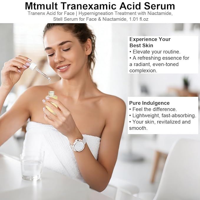 Mtmult Tranexamic Acid Serum - Tranexamic Acid for Face | Hyperpigmentation Treatment with Niacinamide, Stem Cell Serum for Face & Niacinamide, 1.01 fl.oz