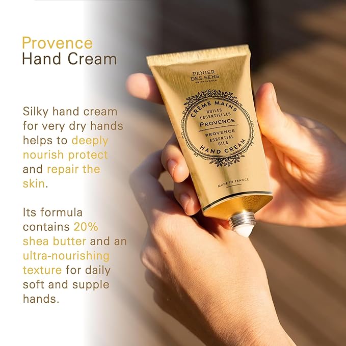 Panier des Sens Provence Hand Cream - Nourishing Shea Butter Hand Cream for Dry Cracked Hands 97% Natural Ingredients - Dermatologically Tested Hand Lotion for Woman Made in France, 2.5 fl oz