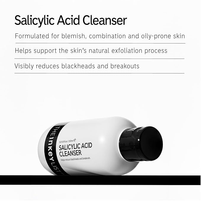 The INKEY List Salicylic Acid Cleanser, Face Wash for Blemishes, Blackheads, Oily Skin and Breakouts, Non-Drying Facial Cleanser Safe for All Skin Types, 5.0 fl oz