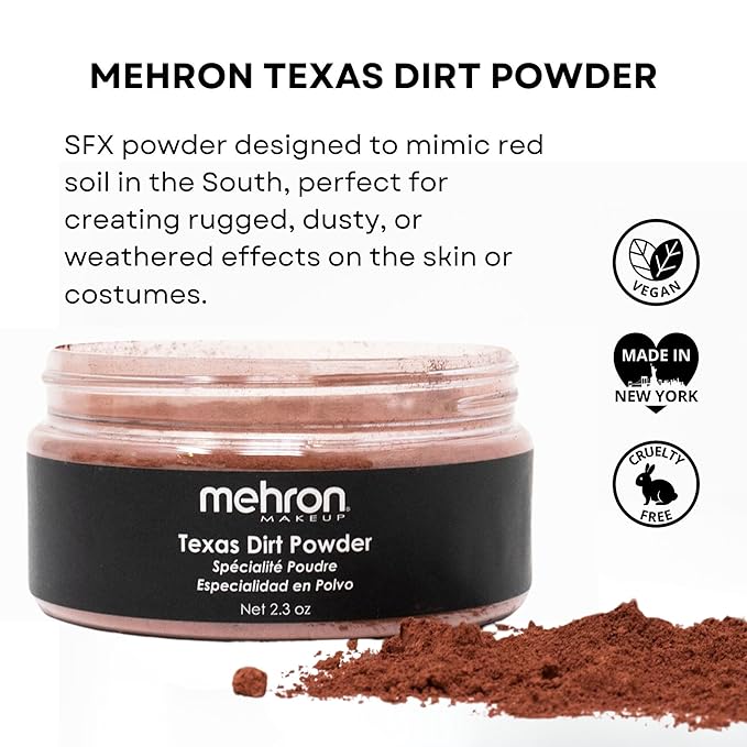 Mehron Makeup Special Effects Powder (2.3 Ounce) (Texas Dirt)
