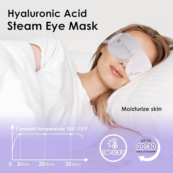 Ditoi Steam Eye Mask, Heated Eye Mask for Sleep,Warm Compress with Hyaluronic Acid,Moist Heat for Dry Eye Relief,Spa,Stye Eye Treatment,Travel Essentials & Relaxation Gifts,Lavender 10 Packs