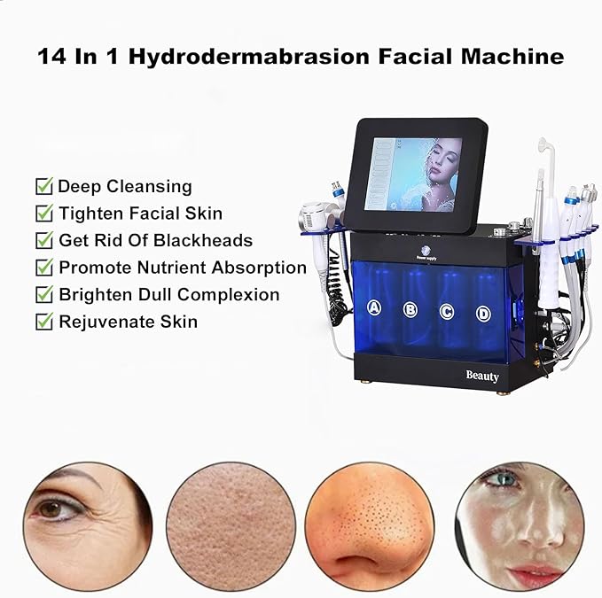 14 in 1 Hydrogen Oxygen Facial Machine Hydrodermabrasion Device Face Skin Care Machine for Home Beauty Salon