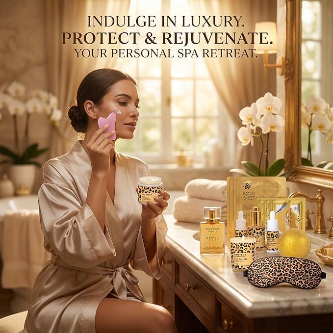 33 Pcs Valentines Day Gifts for Women, Honey & Almond Skin Care Kit, Spa Bath & Body Gift Set, Face Sheet Mask, Lip Gloss, Cosmetic Bag, Necklace, Christmas, Anniversary, Birthday