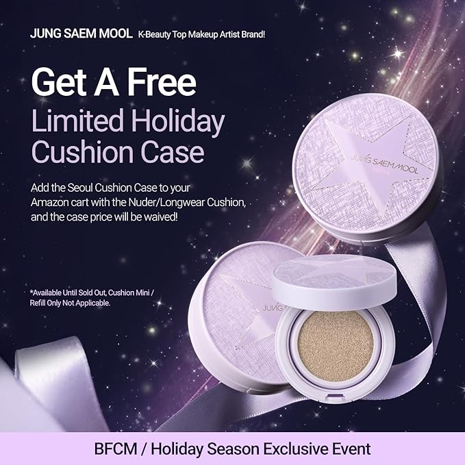 JUNG SAEM MOOL Essential Skin Nuder Longwear Cushion 0.98 Fl Oz (Medium), Refill Included, 24H Lasting Cushion Foundation with High Coverage, Semi-Matte Natural Finish, Korean Foundation Makeup