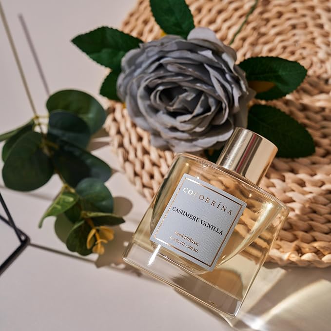 Cocorina Reed Diffuser Set, Flower Reed Diffuser Cashmere Vanilla, Scented Diffuser with Sticks Home Fragrance Essential Oil for Bathroom Shelf Decor, Living Room, Large Room, Rose/6.7 Ounce/1pack