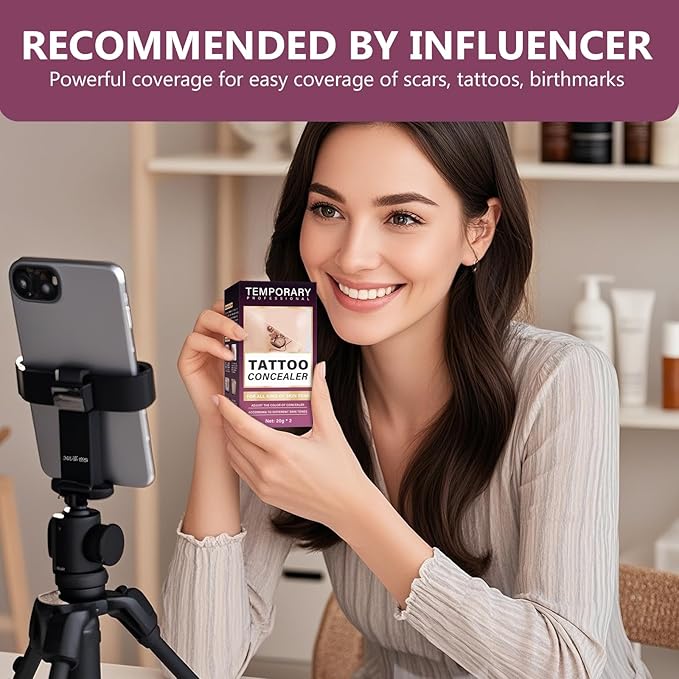 Tattoo Cover Up Makeup Waterproof, 2 Colors Tattoo Concealer, Invisible Tattoo Cover Up, Suitable for Tattoos Scars and Spots, for All Skin Types1