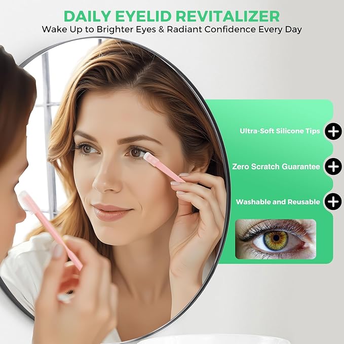 Soft Silicone Eyelid Brush for Sensitive Eyes,Gentle Eyelid Cleanser for Blepharitis,MGD,Dry Eyes Relief,Lid Scrubber for Removes Dirt & Oil,Reusable Eye Cleaning Tool (10pcs)