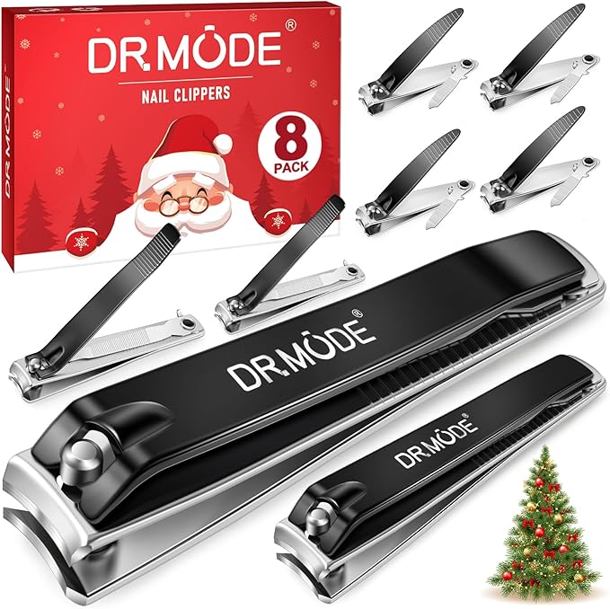 DRMODE Finger Nail Clippers Adult - Christmas Stocking Stuffers 8 Pack Nail Clippers Set for Men Women with Nail File, Sharp Stainless Steel Fingernail & Toenail Clippers Curved Cutter Trimmer