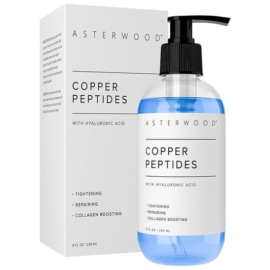Asterwood Copper Peptides Serum for Face - Tightening, Repairing, Collagen Boosting - with GHK-Cu and Hyaluronic Acid - 8 Fl Oz