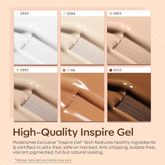 modelones Gel Nail Polish Set- 6 Colors White Nude Brown Gel Polish Skin Tone Neutral Beige Tan Taupe Nail Polish Kit Popular Fall Winter Soak Off Soapnails Nail Art Manicure DIY Salon Gift for Women