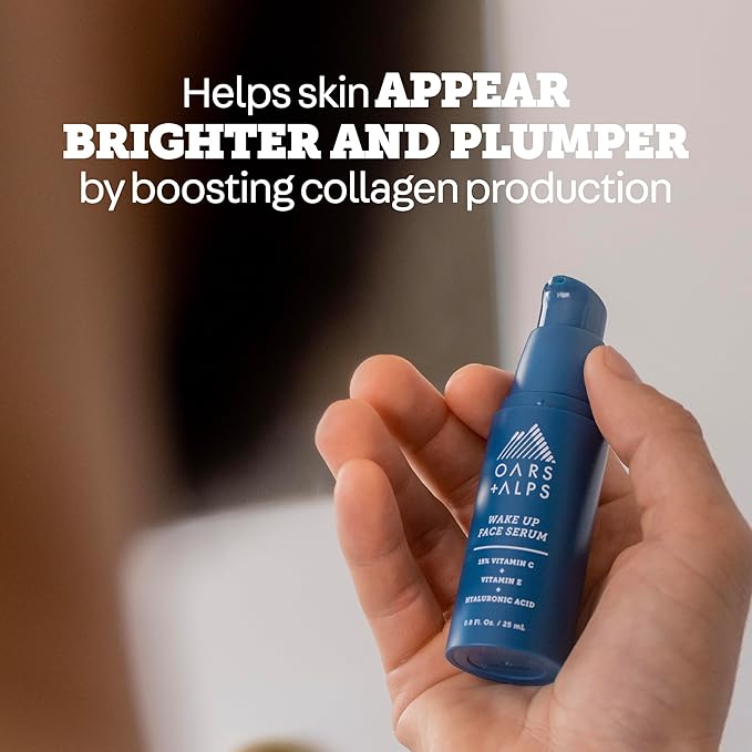 Oars + Alps Vitamin C Serum for Face, Anti Aging Face Serum with Vitamin C, Hyaluronic Acid, and Vitamin E, All Skin Types, Targets Wrinkle, Dark Spots, Lines, Uneven Tone, TSA Friendly, 0.8oz