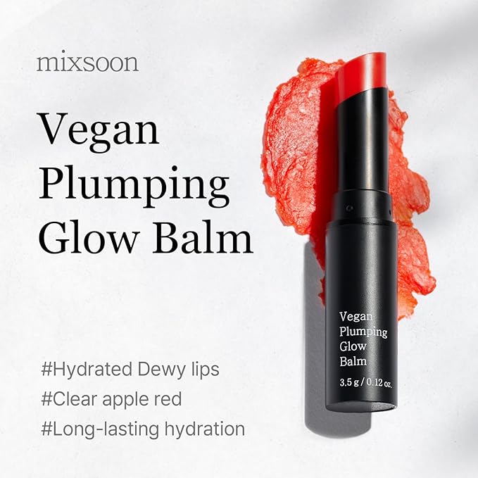 mixsoon Vegan Plumping Glow Balm - Vegan Lip Plumper Balm, Shea Butter and Plant-Based Oils, Nourishing Formula for Smooth, Dewy Lips 3.5g / 0.12 fl. oz. Korean Glass Skin Care