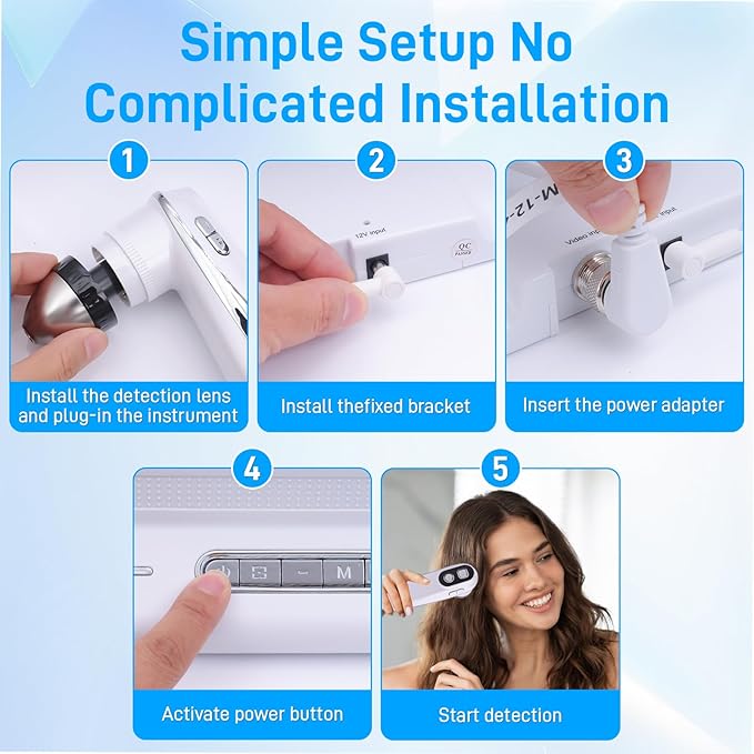 Skin Diagnosis Hair Analyzer,11-inch Skin Scalp Detector MultiFunctional HairFollicle Analyser Machine,with 50x/200x DualHeads,Skin and Scalp Health Detection for Home and Salon Use (US)