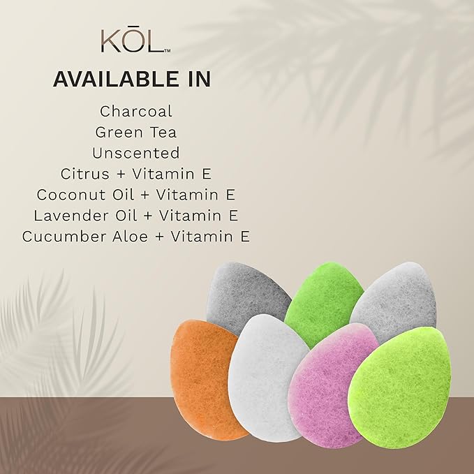 KOL Face Scrubber, Charcoal Infused Exfoliating Facial Cleansing Pads, Disposable Exfoliator Face Sponge for Daily Cleaning and Makeup Removal, 8 Count