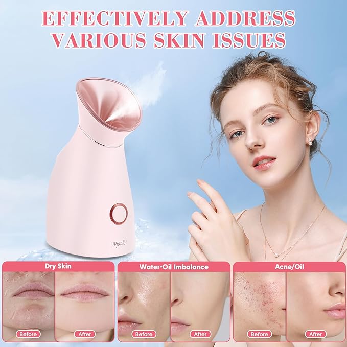 Facial Steamer Spa Kit, 12 Skin Care Tools & 5 Jelly Mask Powder, Nano Ionic Steamer for Facial Deep Cleaning Unclog Pores Sinuses, Warm Mist Humidifier for Home SPA, Self Care Gifts for Women