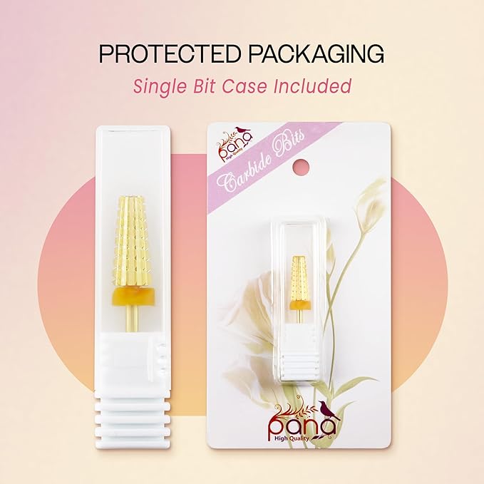 PANA 3/32" Shank 5-in-1 Nail Carbide Bit - (Triple Coarse - 2X Coarse Grit, Gold) - Two Way Rotate use for Both Left and Right Handed Fast remove Acrylic or Hard Gel Machine