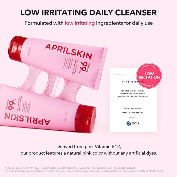 APRILSKIN TXA Bubble Gum Cleanser with Pore Brush: TXA Niacinamide 99 Pore Care Pink Bubble Gum Deep Cleanser(4.23 fl.oz.)+Pore Cleansing Facial Silicone Brush