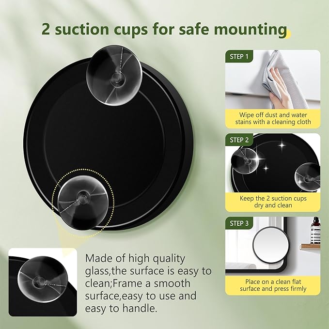 40X Magnifying Mirror, Magnifying Mirror Suction Cup, Travel Makeup Mirrors with Precise Tweezers, Compact Mirrors for The Removal of Female Facial Hair, 3.5 Inches (Black)