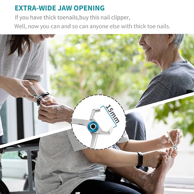 SZQHT Ultra Wide Jaw Opening Nail Clippers Set, Toenail Clippers for Thick Nails, Heavy Duty Nail Cutter, Stainless Steel Toe Nail Clippers for Seniors, Men & Women Manicure,Pedicure,Big(Sliver)