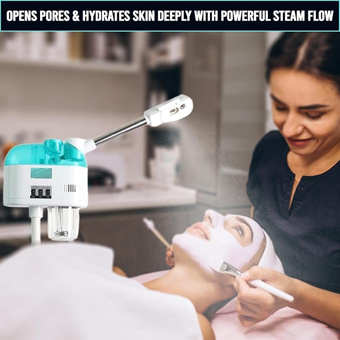 800W Nano Ionic Facial Steamer – Professional Home Spa Face Steamer for Deep Cleansing, Hydration & Sinus Relief | Fast Heating, Auto Shut-Off, Portable & Safe | US/AU Plug (White & Green)