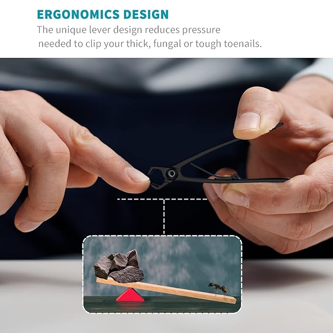 SZQHT Ultra Wide Jaw Opening Nail Clippers Set, Toenail Clippers for Thick Nails, Heavy Duty Nail Cutter, Stainless Steel Toe Nail Clippers for Seniors, Men & Women Manicure,Pedicure,Big(Black)